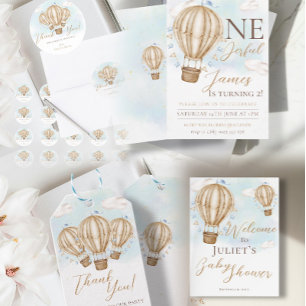Convite Oh Baby!Brown Ar Quente Balão Chá de fraldas