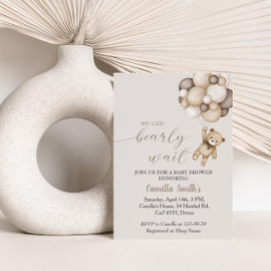 Convite Urso Bonito Com Chá de fraldas De Balões