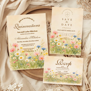 Reserve A Data Quinceañera Campo de Flores Silvestres Dourado