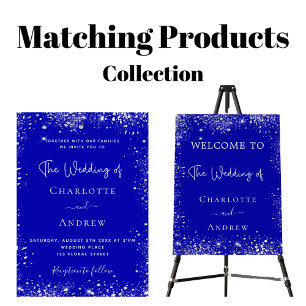 Convite Casamento elegante de luxo com brilho azul-real