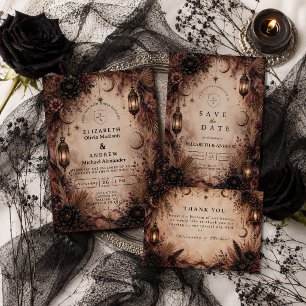 Reserve A Data Casamento Elegante Boho Góthico