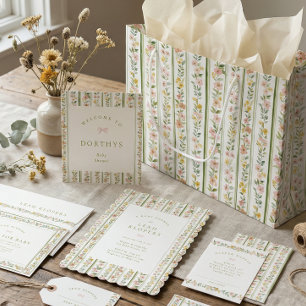 Convite chá de bebê menina flores doces estilo cottage