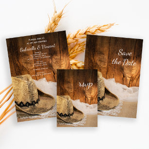 Cartão RSVP de Casamento de Cowboy Hat e Barão Woo