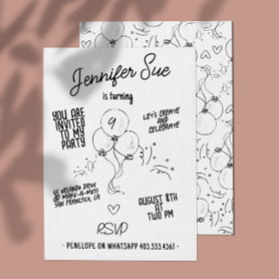 Convite Aniversário do Balão Moderno de Nomes Retroativos