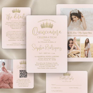 Convite Simples Elegante Quinceañera 3 Foto Esbranquiçada 