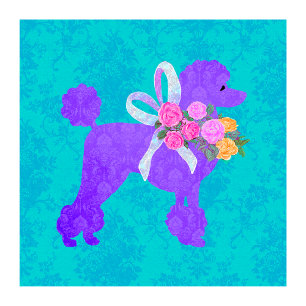 Convite Amostra de Aniversário de Raparigas de Poodle Roxo