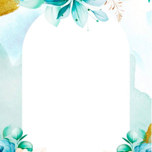 Convite Casais Florais de Cor Azul Teal Chá