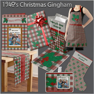 Caneca Gingham Natal 1940 - Personalizado