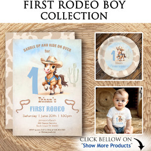Convite Primeiro primeiro aniversario Rodeo Western Cowboy