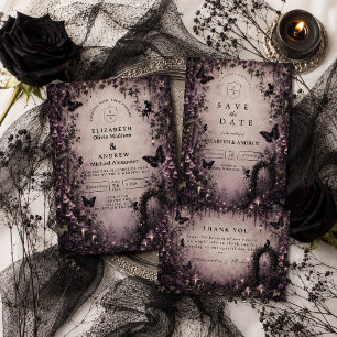 Convite Casamento de Fadas Góticas de Fantasia Sombria