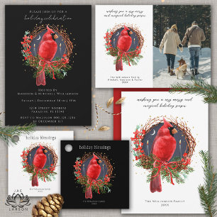 Festividades Cartão de Férias de Natal Red Cardinal Yule Solsti