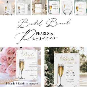Poster Chá de Noiva Pérolas e Prosecco, Brunch de Noiva
