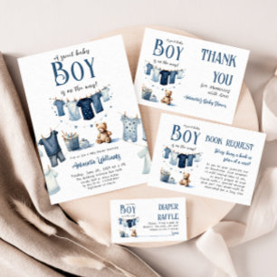 Convite Chá de fraldas Boho Clothesline Blue Sweet Boy