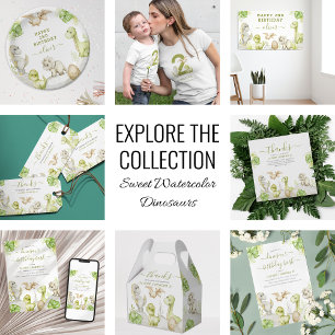 Convite Kids Watercolor Festa de aniversário do Dinossauro