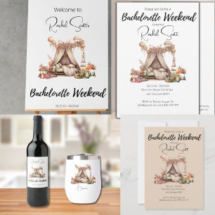 Convite Fim de Semana de Festa de solteira de Luz Rosa Boh