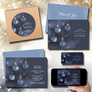 Convite Festa de Enfeites de natal Azuis