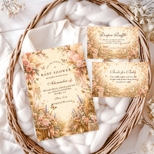 Convite Chuva de Bebê Borboleta Elegante Boho