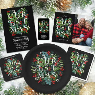 Cartão Postal De Festividades Elegante Feliz Natal Greenery Foto