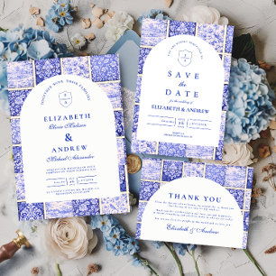 Convite Pedaço de Porcelana Delft Azul Colcha de Retalhos 