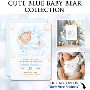 Cartão de Anúncio do Bebê Blue Bear