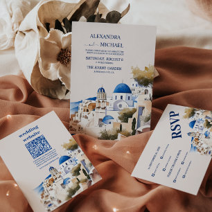 Cartão De Agradecimento Foto de casamento da Grécia de destino Santorini