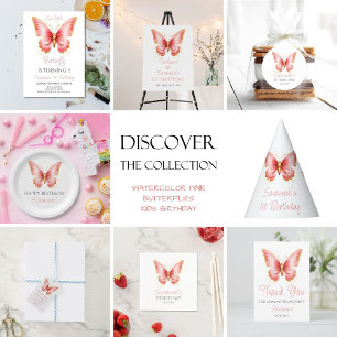 Convite Festa de primeiro aniversario de borboleta rosa-br