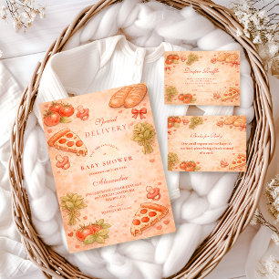 Convite Chá de Bebê de Pizza Doce