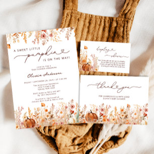 Cartão De Informações Chá de fraldas de queda de abóbora Chá