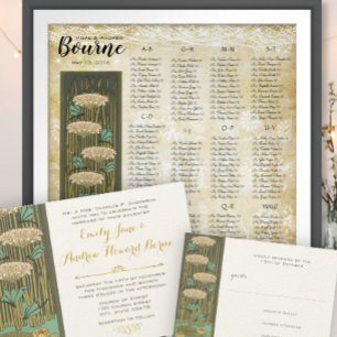 Convite Art Nouveau Peacock Love Birds Casamento