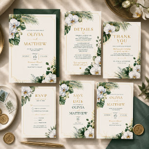 Convite de Casamento de Luxo Orquídea Tropical