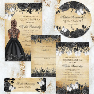 Adesivo Redondo Borboleta Floral Negra Russa Vintage