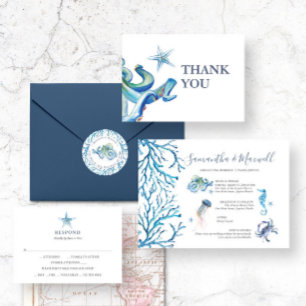 Placas RSVP de Casamento Simples de Praia