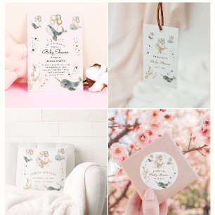 Convite Chá de fraldas Virtual de Baleias E Estrelas Mágic