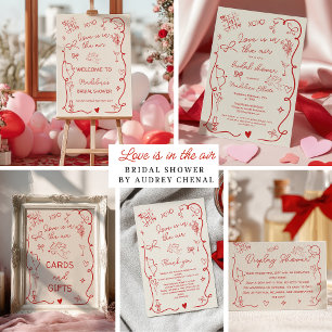 Cartão De Agradecimento Vermelho retrô Amor de São Valentão no ar chá de n