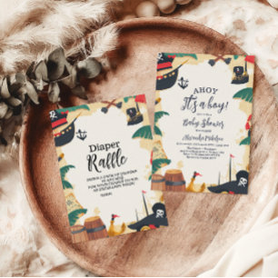 Convite Náutica Pirata Navio Ahoy É um Chá de fraldas