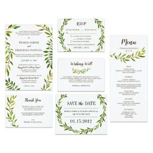 Cartão de Convite para Casamento Verde Rustic Wate