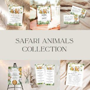 Convite Para Chás de fraldas De Animais Safari