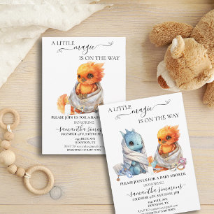 Convite Chá de fraldas de mitologia mágica gêmeas do dragã