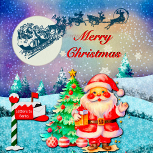 Papel De Presente Feliz Papai noel de Natal, Sleigh, Reindeer, Floco