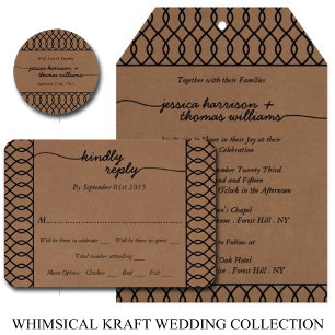 Convite A RSVP de Casamento do Kraft Whimsical Modern