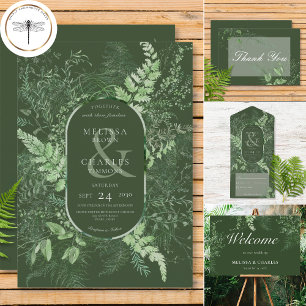 Cartão De Informações Rustic Fern Green Foliage Detalhes do Emerald Gree