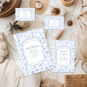 Cartão De Informações Toile De Jouy Mushroom Woodland Livros para Bebê