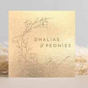 Cartão De Visita Quadrado Seu logotipo Faux Dourado Espelho Amarelo Moderno 