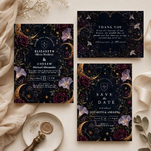 Cartão De Agradecimento Casamento Celestial Sombrio e Temperamental