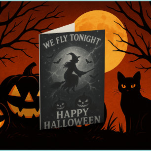 Cartão Nós Voamos Hoje À Noite Plinum/Cartão De Halloween