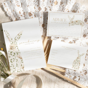 Convite Chá de fraldas Floral de Primavera Asbunny