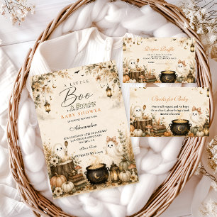 Convite Chá de Bebê Elegante Little Boo Is Brewing Coffee
