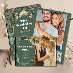 Reserve A Data Foto Vintage Floral Art Nouveau Casamento