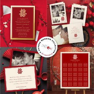 Convite Felicidade Dupla Floral Recepção de Casamento Chin