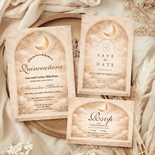Cartão RSVP Constelação Dourada Quinceañera
